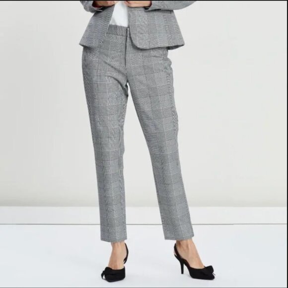 Banana Republic Sloan Plaid Pants Womens Size 0 Grey Skinny Work Slacks Pockets - Picture 9 of 9